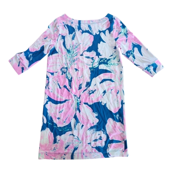 Lilly Pulitzer Other - Lilly Pulitzer Girls Knit Dress Size L (8–10) Pink Blue Floral 3/4 Sleeve